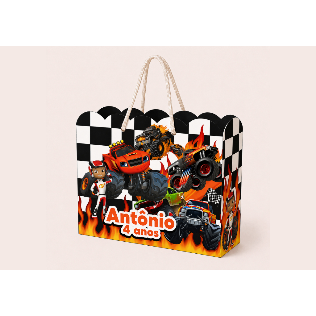 Sacolinha Personalizada Festa Infantil 20x15cm Nuvem Lembrancinha Carros Estilo HotWheels
