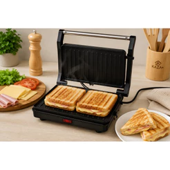 sanduicheira 2em1 Grill Antiaderente 750W Prensa 180° Faz Hambúrguer Carne Frango e Misto Quente
