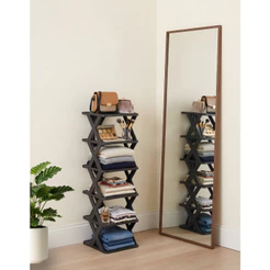 Organizador Vertical 6 Níveis em Plástico, Sapateira, Design Compacto, Alta Capacidade, 83 x 26 x 26 cm