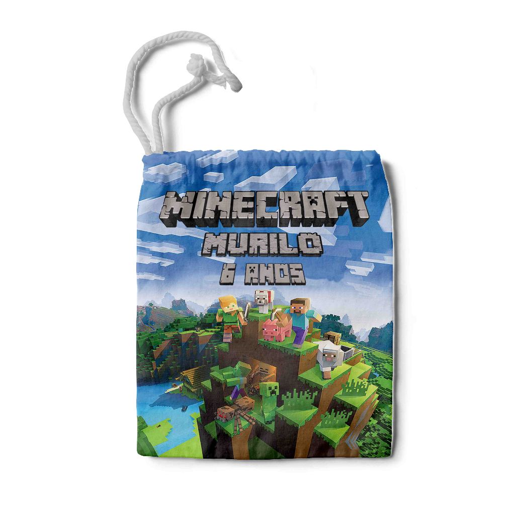 Kit Sacolinha Saco Saquinho estampa dois lados Lembrancinha Brinde Aniversario Personalizadas Encanto MineCraft