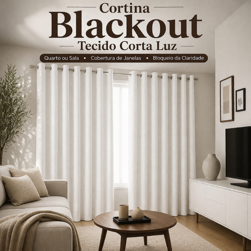 Cortina Blackout Em Tecido Premium Corta Luz 2,00 x 1,40 Várias Cores