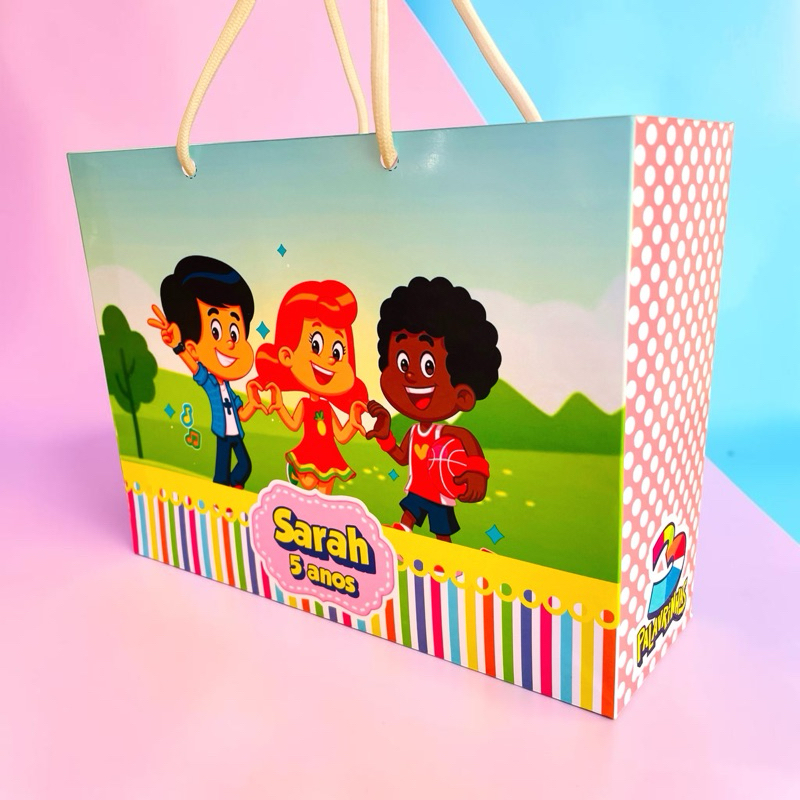 Sacolinha Personalizada 3 Palavrinhas Lembrancinha/ Aniversário/Pegue e Monte TAM G
