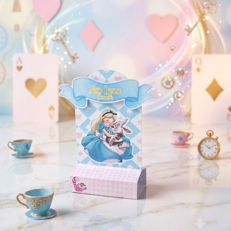 Lembrancinha Personalizada Porta bis duplo para Festa de Aniversário Alice no Pais das Maravilhas