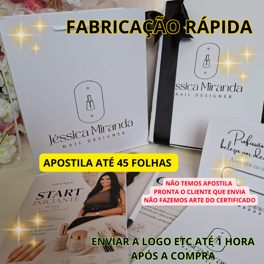 Produção 4 dias úteis Kit curso personalizado com sua logo,nail,lash,gel na tips,sobrancelha,maquiagem,cílios,
