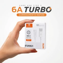 Cabo Tipo C USB-C 65W Turbo Carregamento Rapido iPhone Samsung Notebook Android