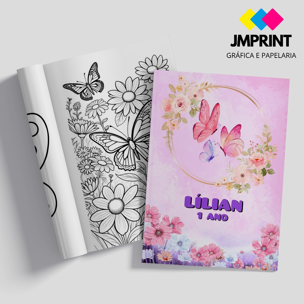 Mini Livro de Colorir Personalizado Lembrancinha Aniversário Borboletas Jardim Encantado