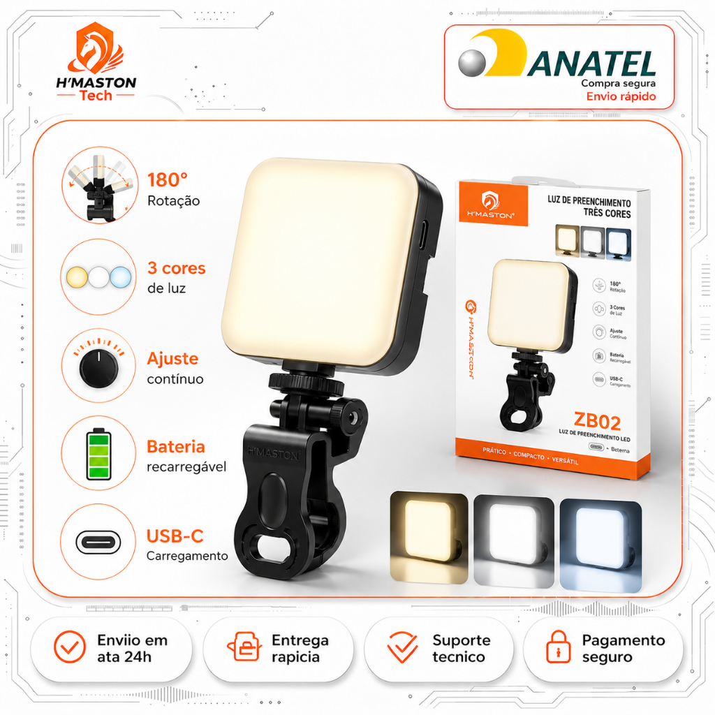H'maston Ring Light Luz De Led Portátil Luz Para Fotos Profissional Luz Portátil Para Foto Led Portatil Hingh Light ZB01