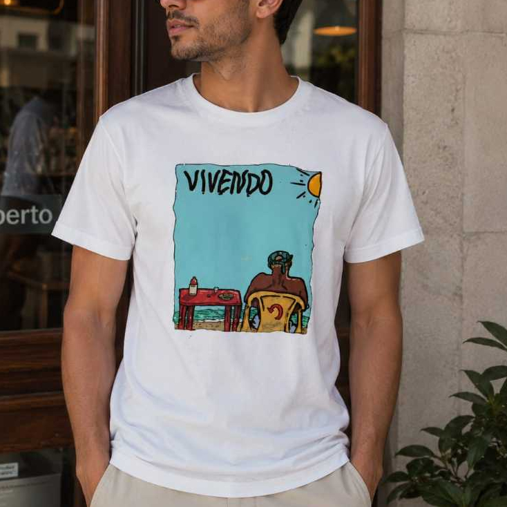 Camiseta Estampada Praia Verão Vivendo Camisa 100% Algodão Premium Estiloso Confortavel
