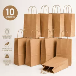 Sacola de Papel com Fundo Largo MG 28x27x20cm - Kraft - 10 unidades - Cromus - Rizzo