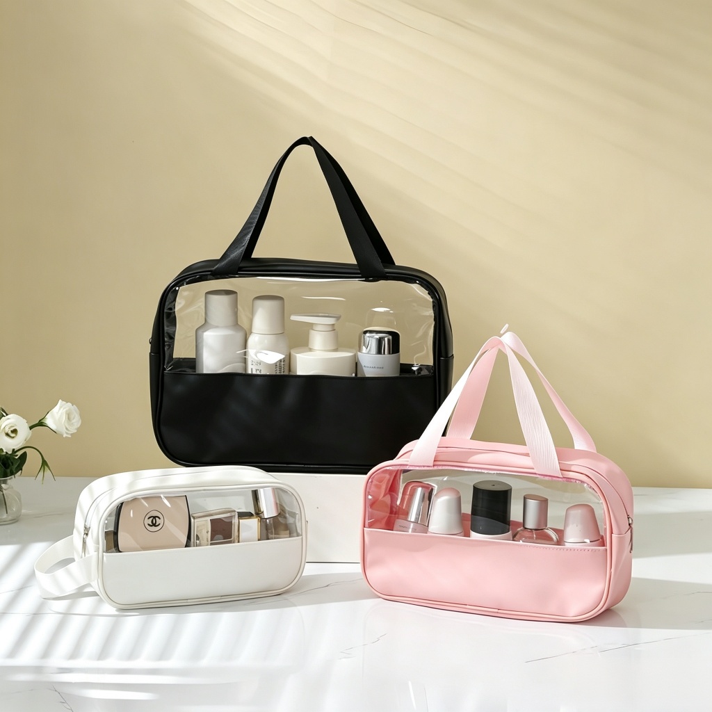 KIT 3 Necessaire Bolsa Portátil Transparente Para Viagem Cosméticos Produtos De Higiene Pessoal Viagem Em Alto Qualidade