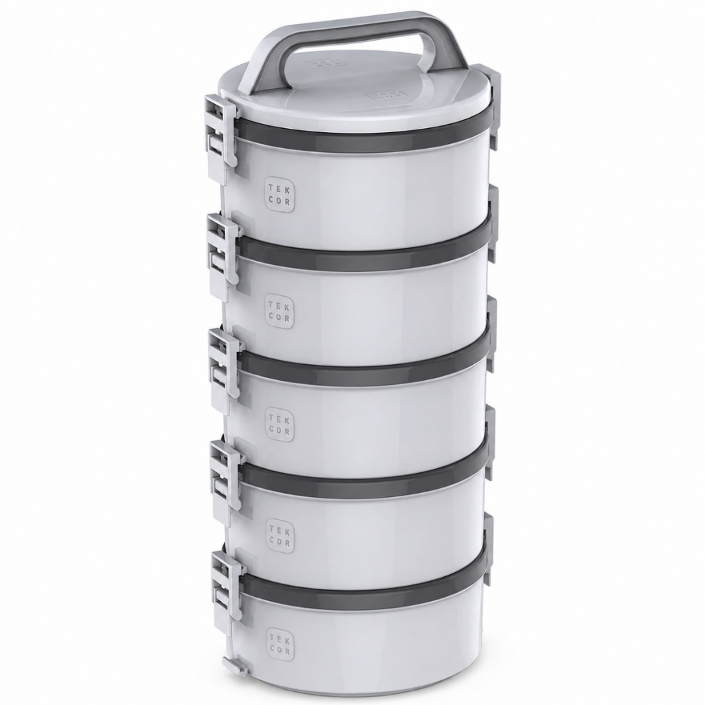 Conjunto Marmita Térmica 5 Unidades Cinza Tekcor Soprano