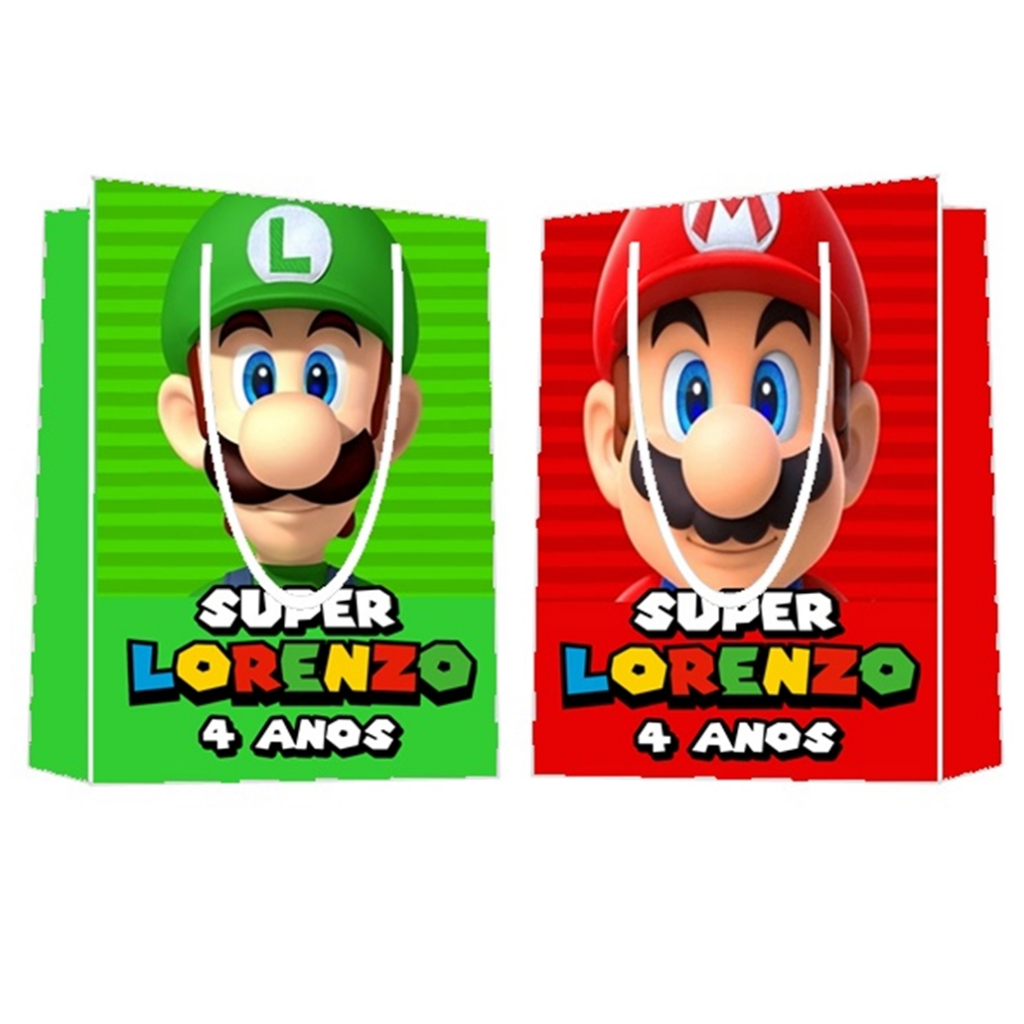 Sacolinha Super Mario Personalizada para Aniversário/ Lembrancinha Festa Infantil / Qualquer nome e idade