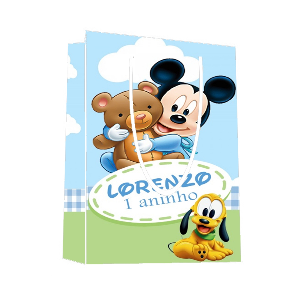 Sacolinha Mickey Baby Personalizada para Aniversário/ Lembrancinha Festa Infantil / Qualquer nome e idade