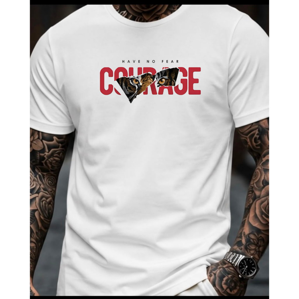 camisa camiseta basica masculina estampado TIGRE COURAGE ESTILOSA 100% algodão malha fina confortavel moda masculina