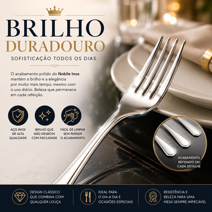 Conjunto Garfos de Mesa 21cm Inox Linha Victoria - Talher Buffet - Fratelli (12 peças) — imagem 2 de 2