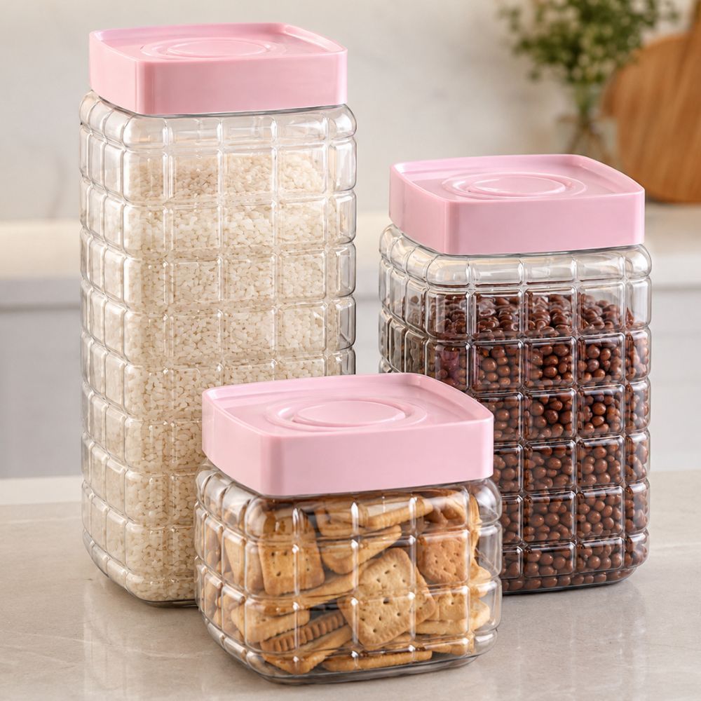 POTE PORTA MANTIMENTOS ORGANIZADOR FACES QUADRADO 670ML 1470ML 2260ML