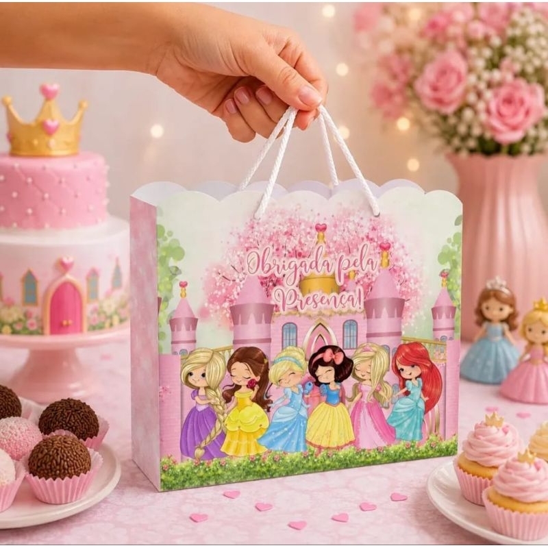 Sacolinha Personalizada As Princesas Da Disney Cute Lembrancinha Festa Aniversário