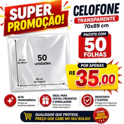 Folha de Celofone 70x89 - 50 unidades