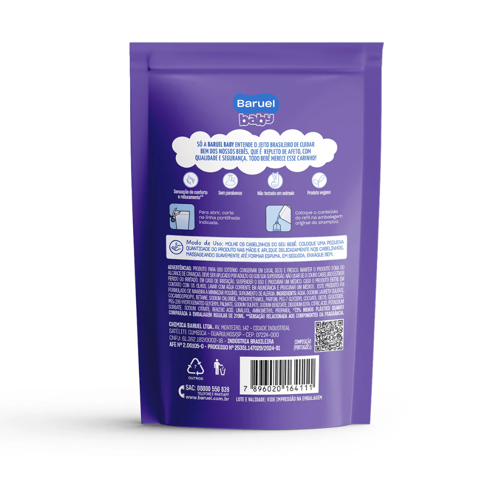 Kit 2un Shampoo Sono Tranquilo Refil Baruel Baby 210ml — imagem 2 de 2