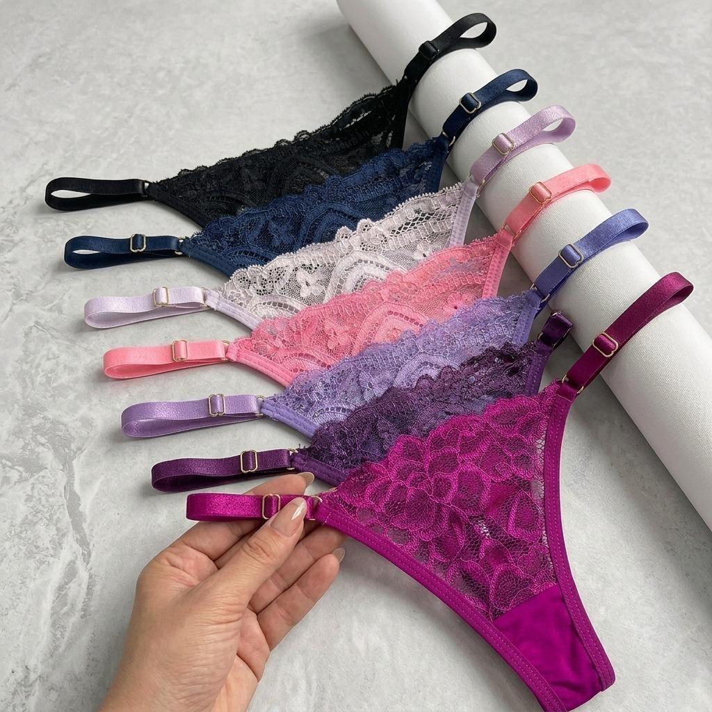Kit 5 Calcinhas Renda Fio Duplo Regulagem Levanta Bumbum Não Marca Tanga Sensual Moda Intima Feminina