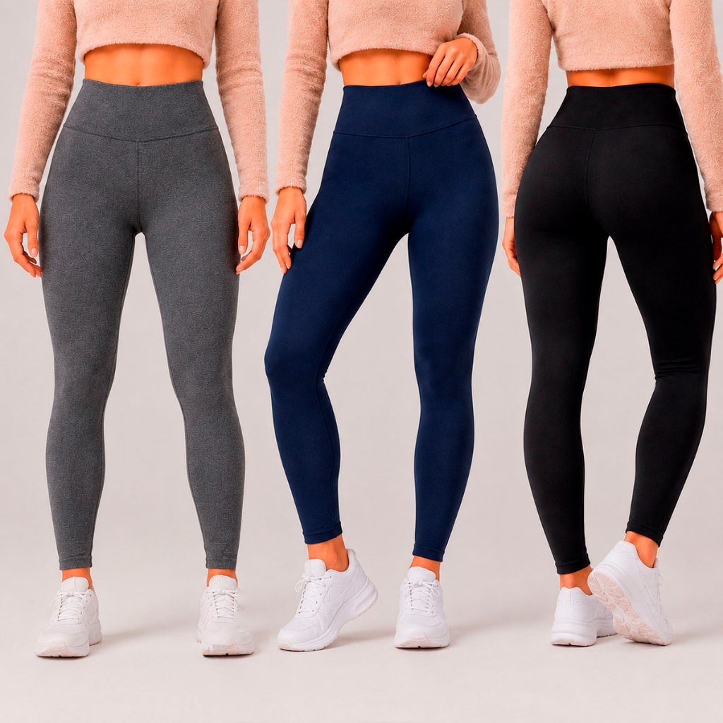 Calça Legging Suplex Feminina Tecido Grosso Cos Alto Costura Reforçada Modeladora