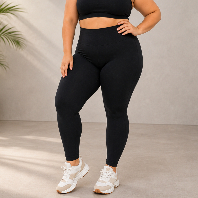 Legging Feminina Plus Size Academia Cós Alto Zero Transparência Modeladora Fitness CrossFit Caminhada Yoga