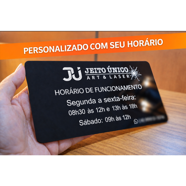 Placa Horário de Funcionamento em Acrílico Personalizada – Letreiro para Loja, Clínica e Escritório