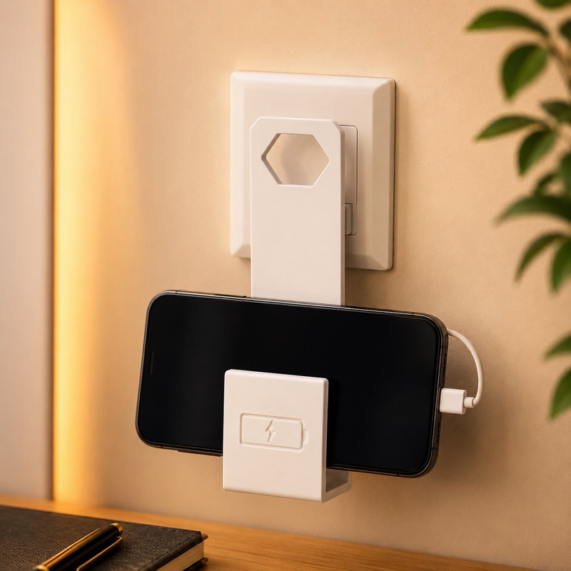 Suporte Parede Para Celular Base Para Carregar na Tomada Multiuso Para Smartphones ou Power Bank 1 ou 2 Unidades