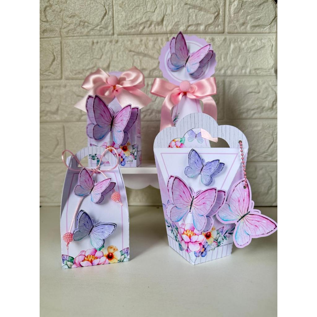 Kit festa Jardim das Borboletas Rosa Caixas Personalizada Borboletas Lembrancinhas Jardim Encantado Borboleta