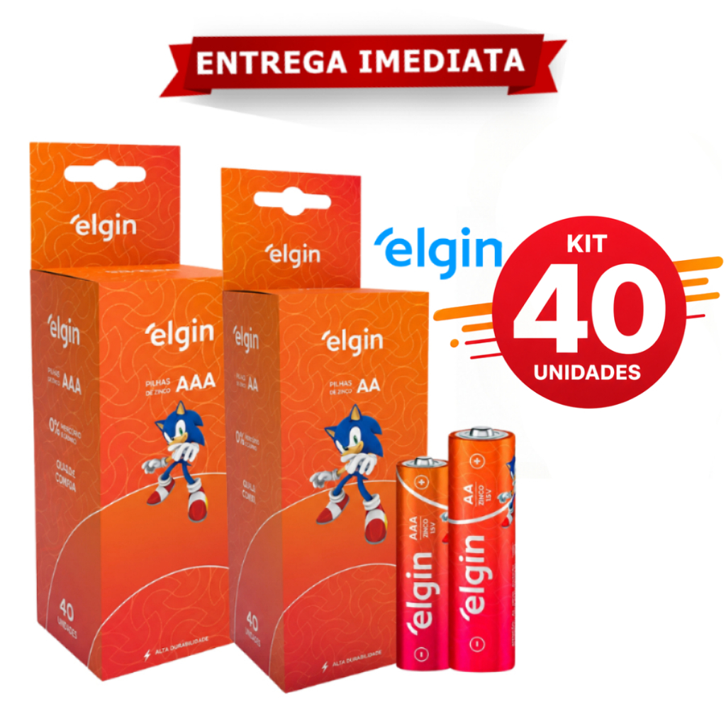 Pilha Palito De Zinco Carvão Elgin AAA ou AA 1.5V
