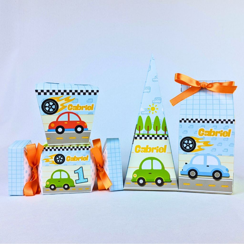 Kit 10 a 45 Caixinhas Carrinhos Personalizado Lembrancinhas Para Festa Aniversario Festinha Lembranca