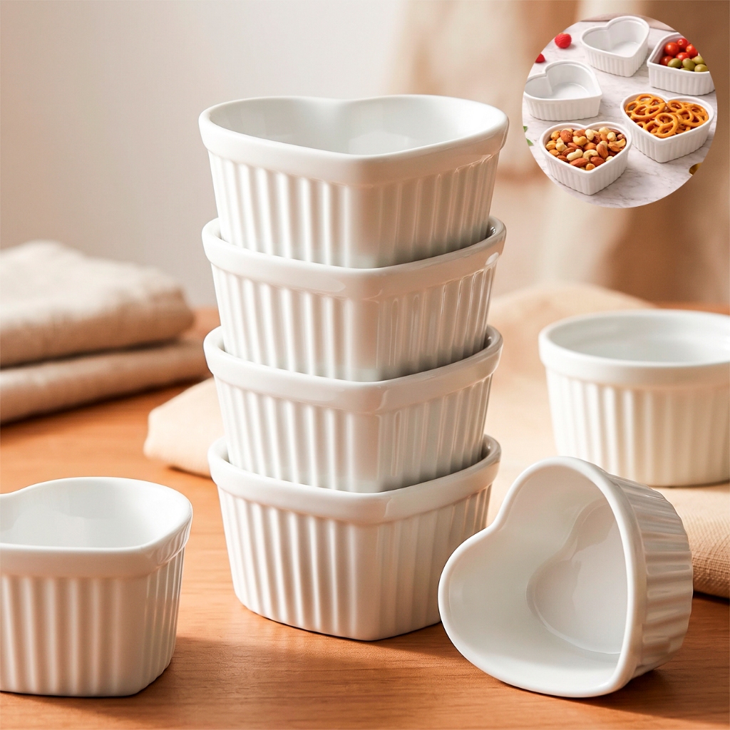 Ramekin Coração 150ml Canelado Molho Doce Petisco Festa