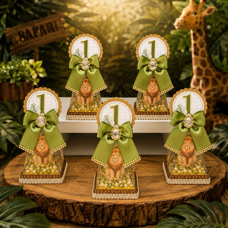 Kit Festa Luxo Safari Realista Personalizados I Lembrancinhas I Festas I Aniversários I Caixa Pirâmide I Caixa Acetato