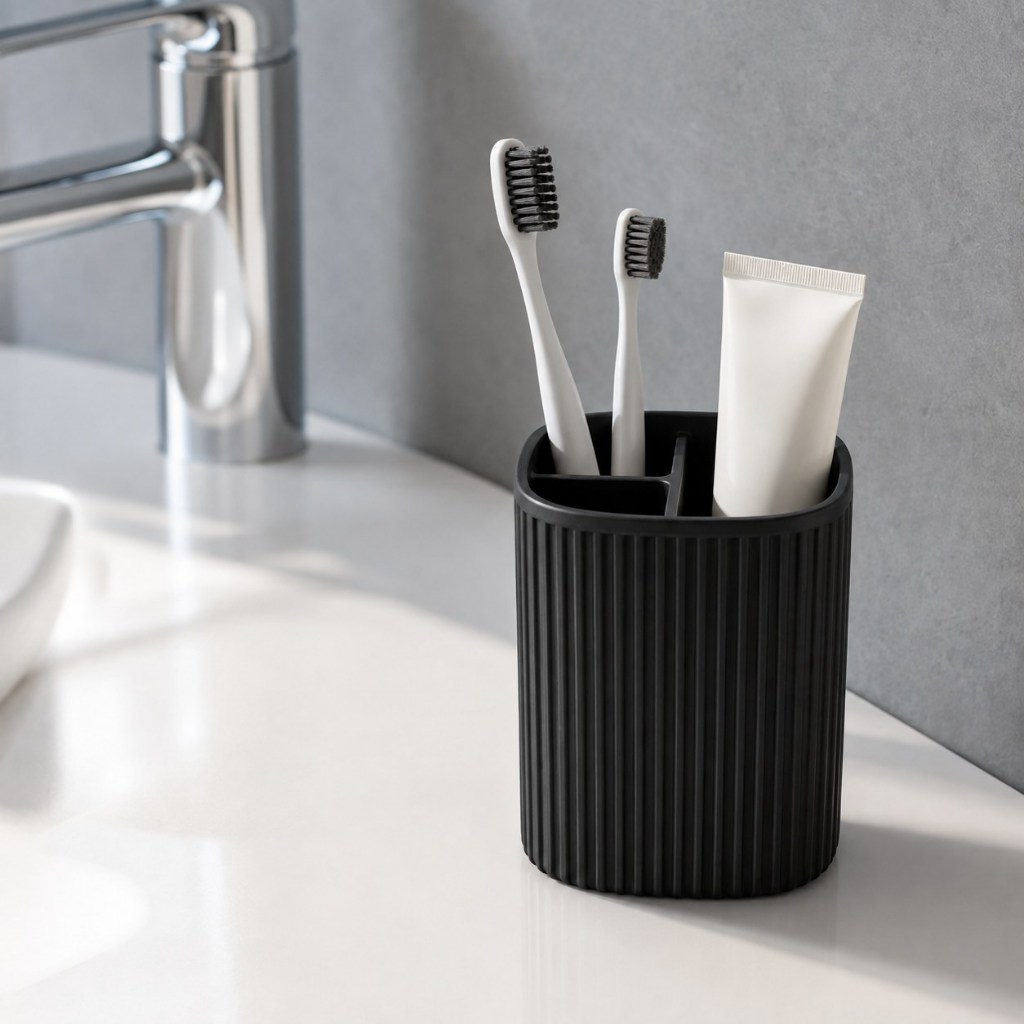 Porta Escova de Dente e Pasta Organizador de Bancada Banheiro 3 Divisórias Moderno