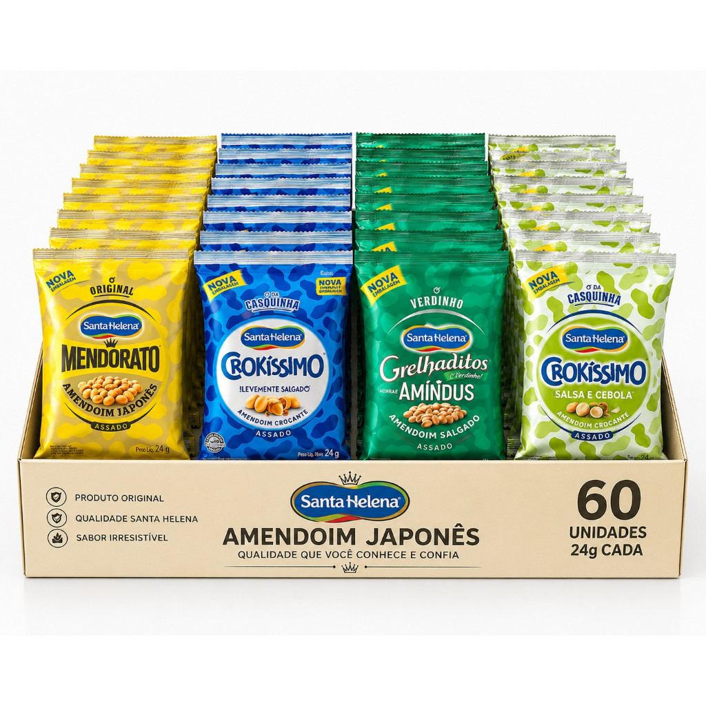 Kit 60 Unidades Amendoim Santa Helena 24g Sortidos