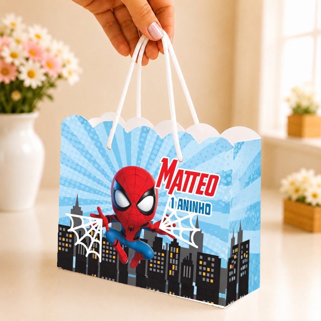 Sacolinha personalizada Homem Aranha - sacola personalizada para festa - lembrancinha de aniversário