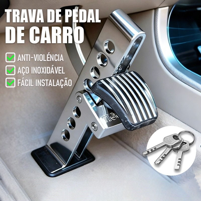 Trava Acelerador e Pedal de Freio Antirroubo Universal em Aço Inoxidável Cadeado de Bloqueio para Veículos