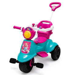 Triciclo Carrinho Motoca C/ Guia Passeio e Pedal Avespa Colorido Infantil Empurrador