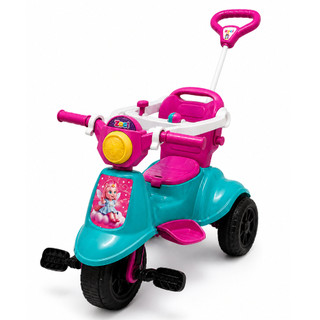 Triciclo Carrinho Motoca C/ Guia Passeio e Pedal Avespa Colorido Infantil Empurrador