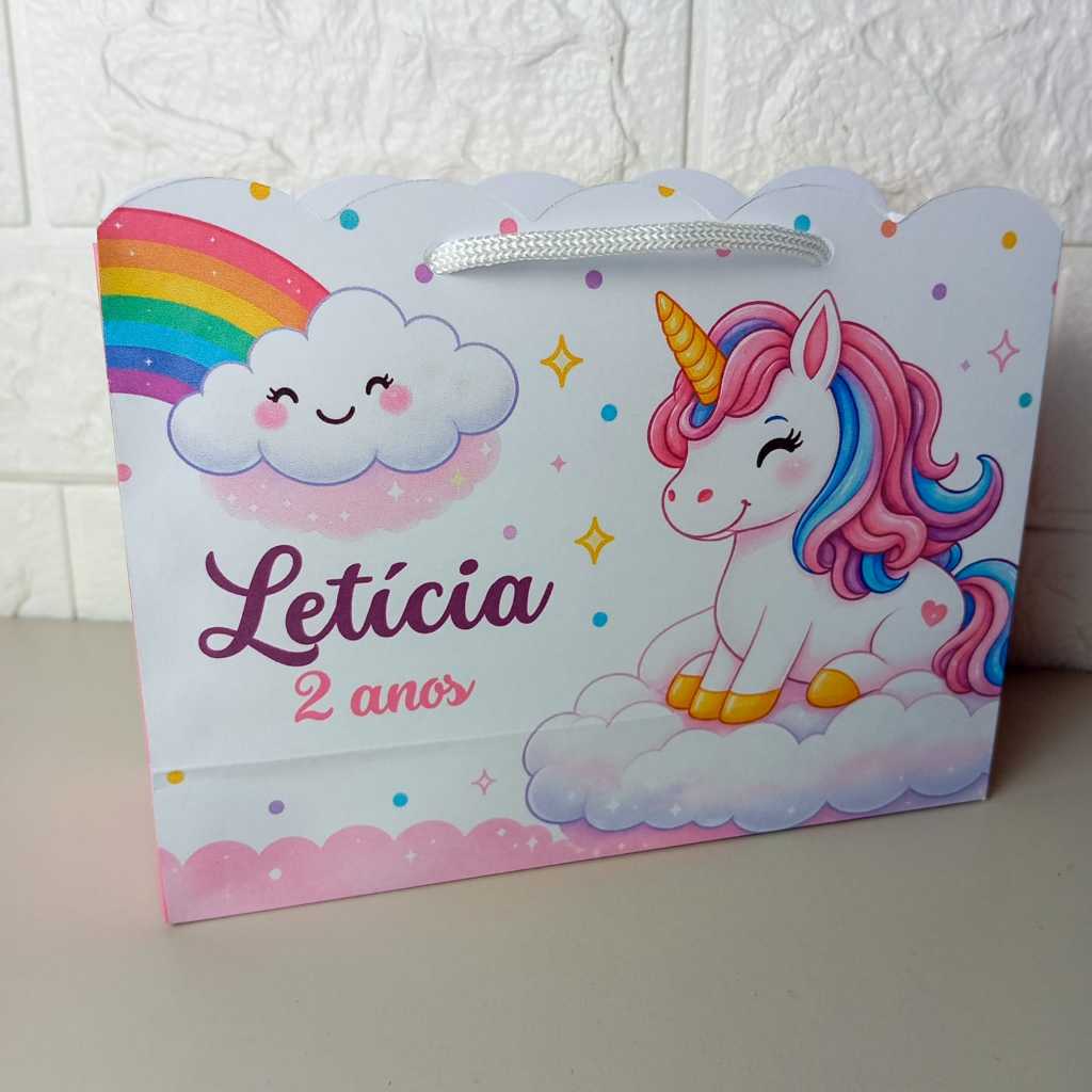 Sacolinha Personalizada Unicórnio  - PEGUE E MONTE Lembrancinha Festa Infantil