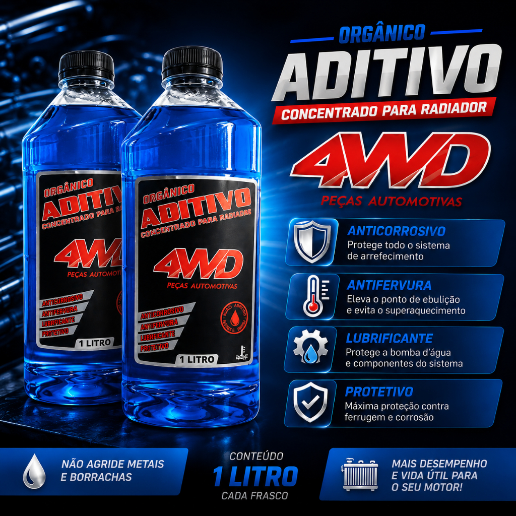 Kit 2 Aditivo Azul Radiador Orgânico Concentrado Liquido de Arrefecimento Anticorrosivo