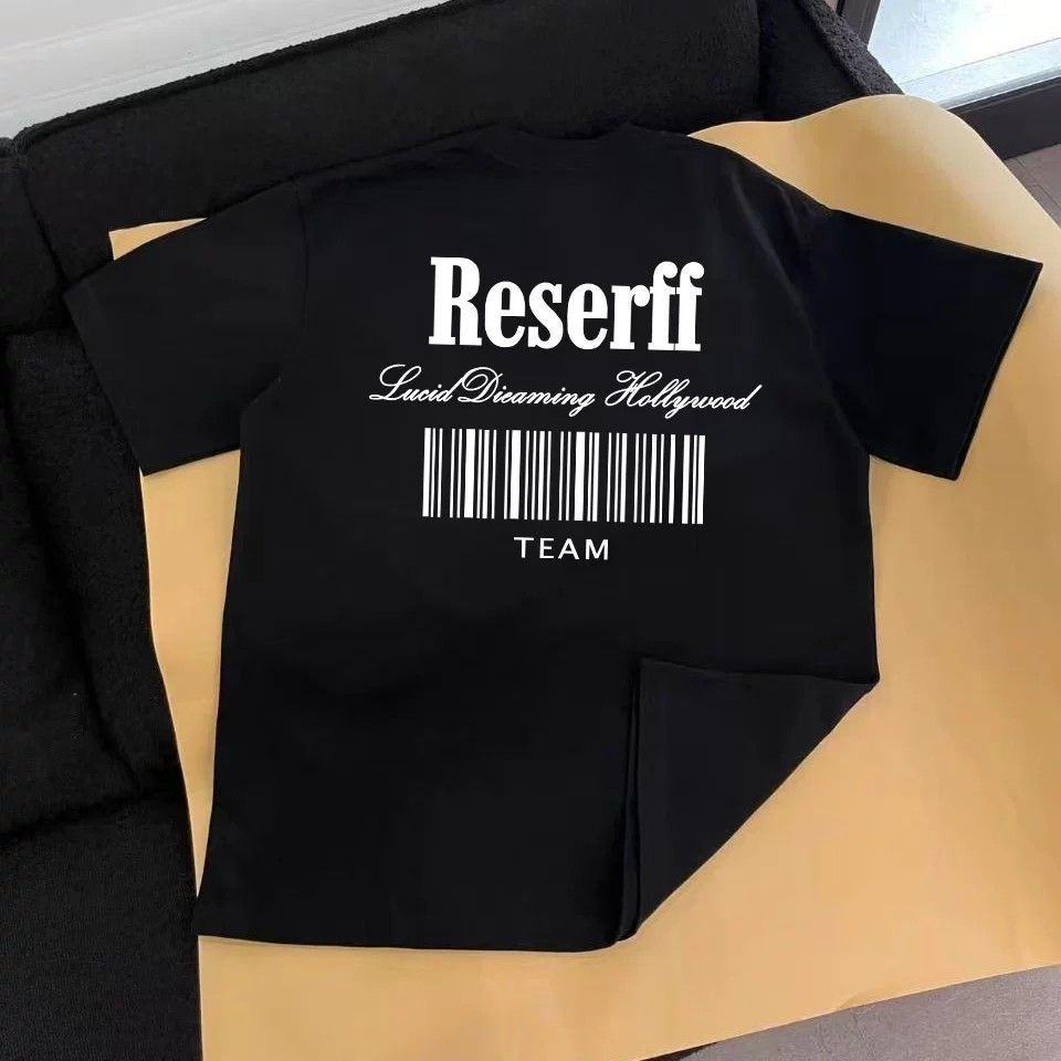 Camiseta Unissex 100% Algodão Corte Solto Oversized Streetwear Americano Estampa Código de Barras Reserff