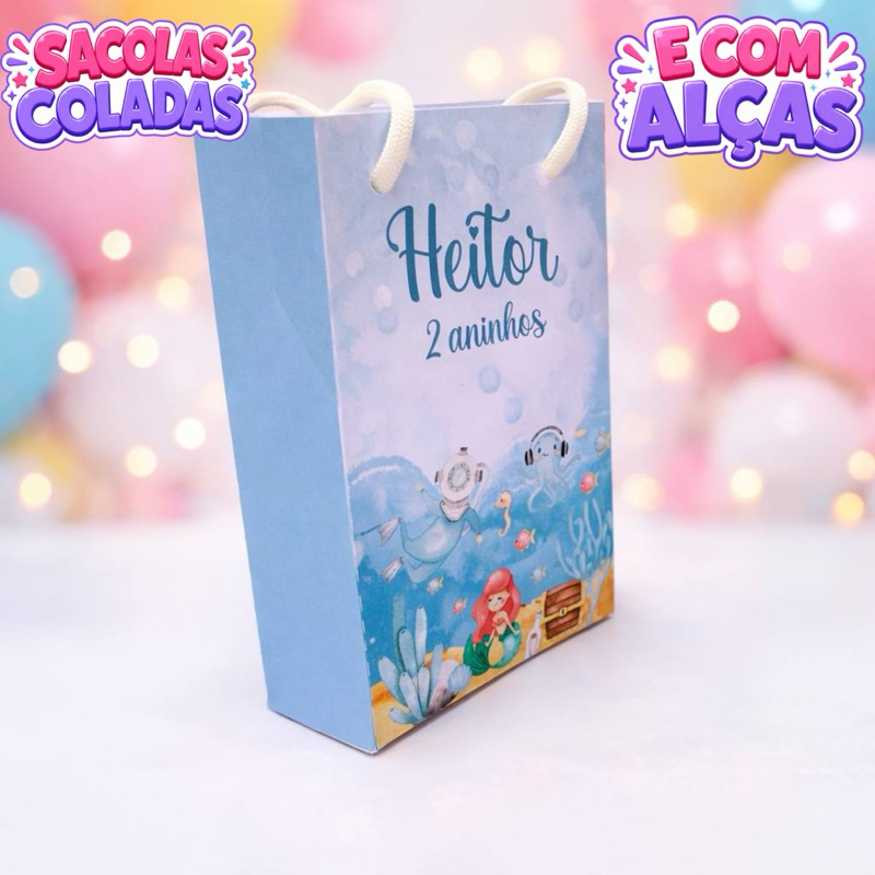Sacolinha Fundo do Mar Menino Personalizados/Lembrancinha de Festa/Aniversário/Lembrancinha Festa Infantil