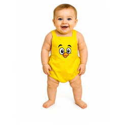 Banho de sol Body Bebê Jardineira pintinho amarelinho Menino Verão Calor