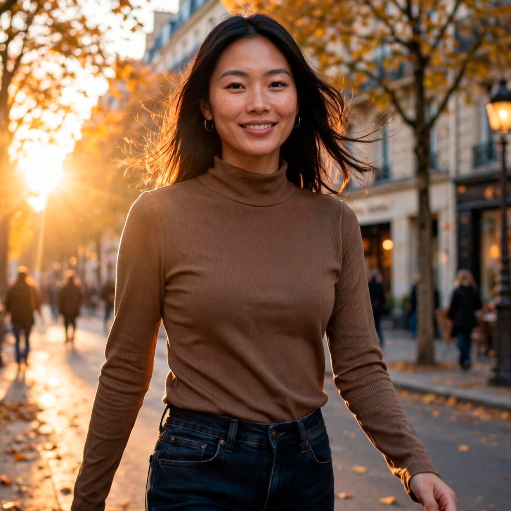 Blusa Gola Alta Canelada Manga Longa Cacharrel Segunda Pele Conforto e Estilo Básico Outono Inverno