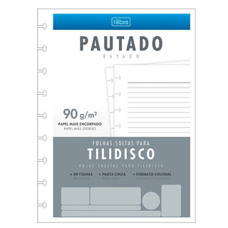 1 OU 2 REFIL TILIDISCO PAUTADO COLEGIAL, 80 FOLHAS, 90g CADERNO INTELIGENTE- TILIBRA