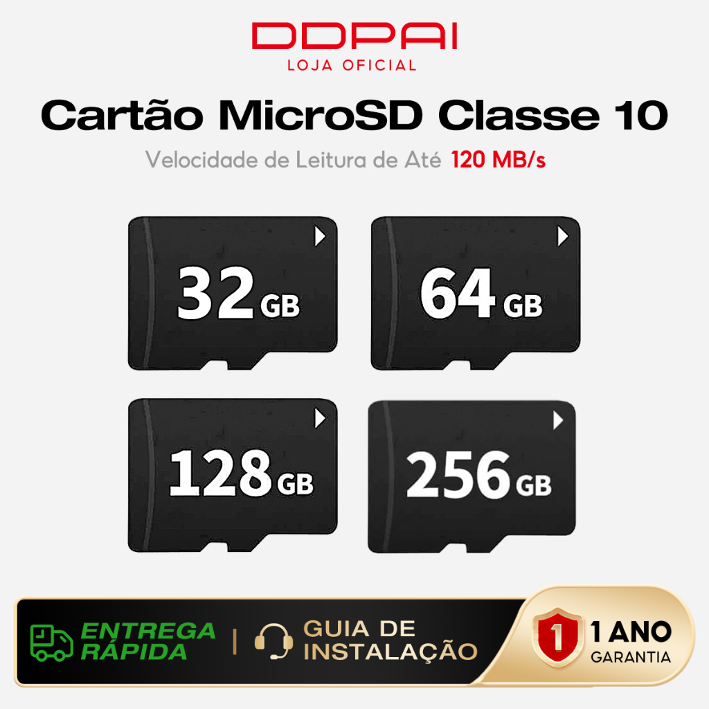Cartão De Memória Para Câmera Veicular U3 Classe 10 Full HD