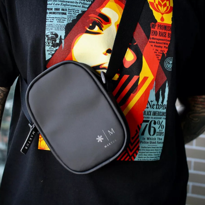 Shoulder Bag Maktub All Black Slim 17 x 12 x 4,5 cm