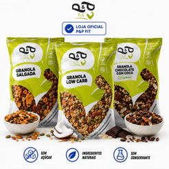 Kit P&P Granolas Gourmet - Low Carb, Zero Açúcar Chocolate com Coco e Salgada