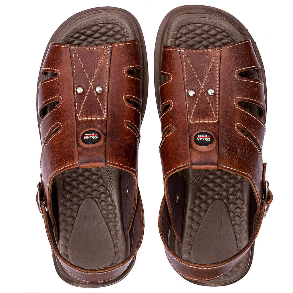 Sandália Masculina Couro Sintético Casual Confortável Ajustável Antiderrapante